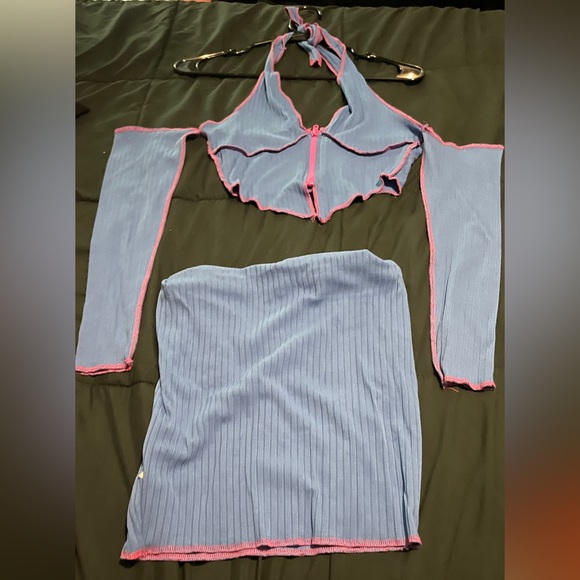 Fashion Nova Dresses & Skirts - Fashion Nova White and Gray Ribbed Mini Pencil Skirt